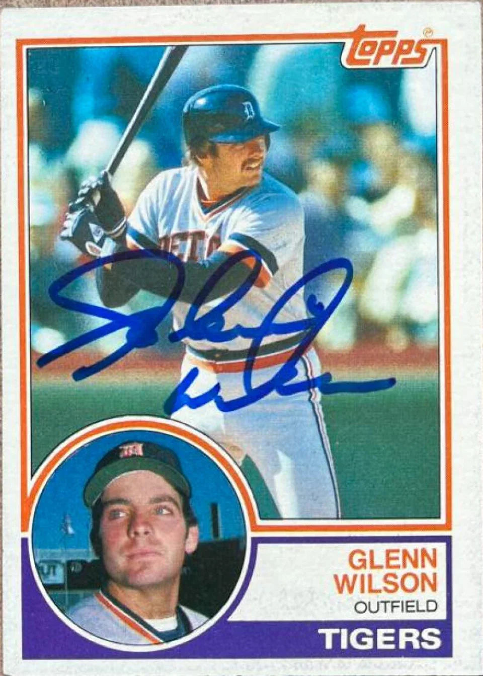 Glenn Wilson Signed 1983 Topps Baseball Card - Detroit Tigers