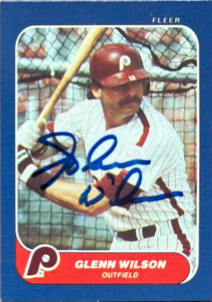 Glenn Wilson Signed 1986 Fleer Classic Miniatures Baseball Card - Philadelphia Phillies