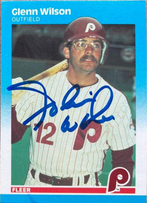 Glenn Wilson Signed 1987 Fleer Baseball Card - Philadelphia Phillies