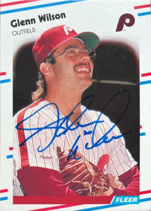 Glenn Wilson Signed 1988 Fleer Baseball Card - Philadelphia Phillies