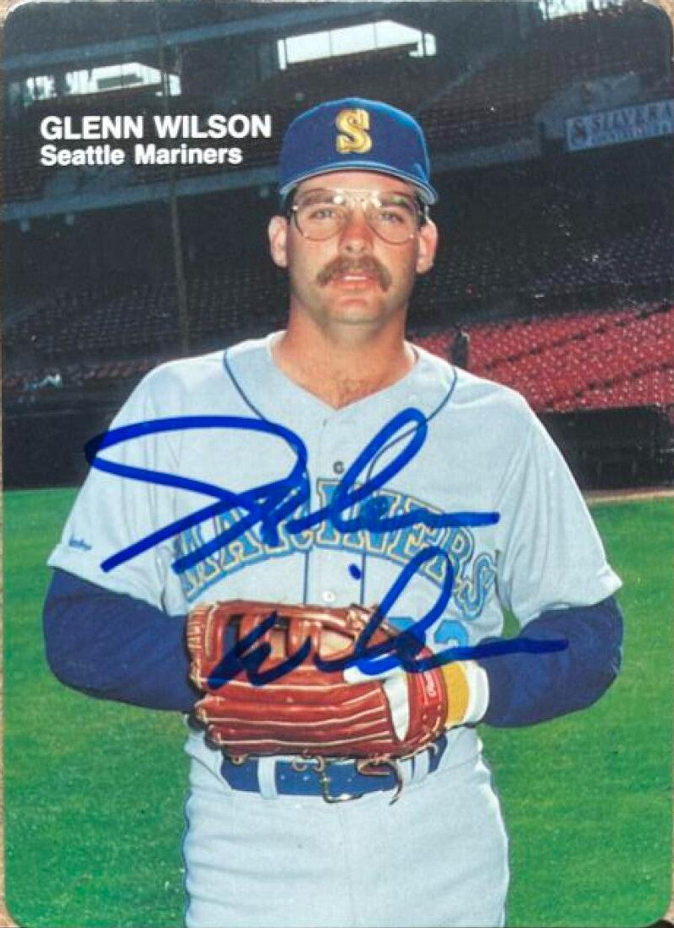 Glenn Wilson Signed 1988 Mother's Cookies Baseball Card - Seattle Mariners