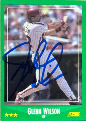 Glenn Wilson Signed 1988 Score Baseball Card - Philadelphia Phillies