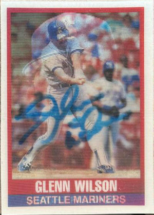 Glenn Wilson Signed 1989 Sportflics Baseball Card - Seattle Mariners