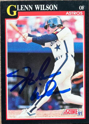 Glenn Wilson Signed 1991 Score Baseball Card - Houston Astros