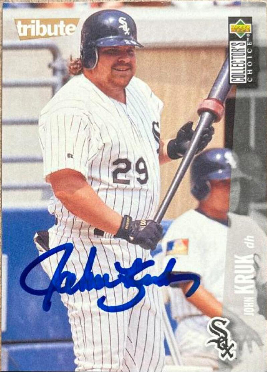John Kruk Signed 1996 Collector's Choice Baseball Card - Chicago White Sox