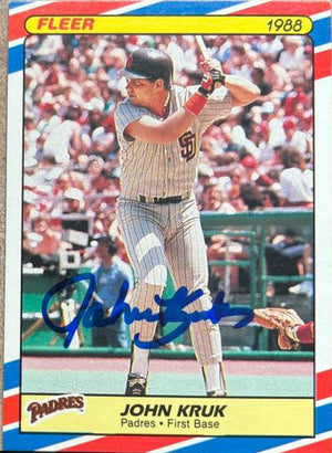John Kruk Signed 1988 Fleer Superstars Baseball Card - San Diego Padres