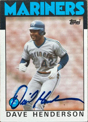Dave Henderson Signed 1986 Topps Baseball Card - Seattle Mariners