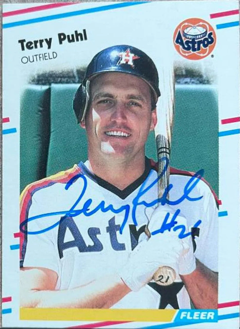 Terry Puhl Signed 1988 Fleer Update Baseball Card - Houston Astros