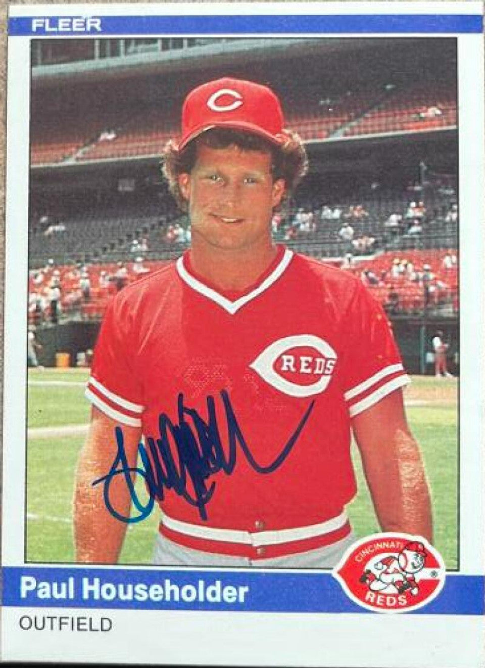Paul Householder Signed 1984 Fleer Baseball Card - Cincinnati Reds