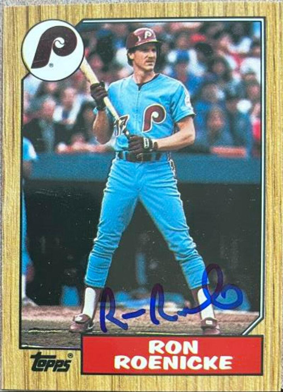 Ron Roenicke Signed 1987 Topps Baseball Card - Philadelphia Phillies
