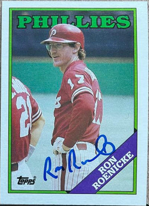 Ron Roenicke Signed 1988 Topps Baseball Card - Philadelphia Phillies