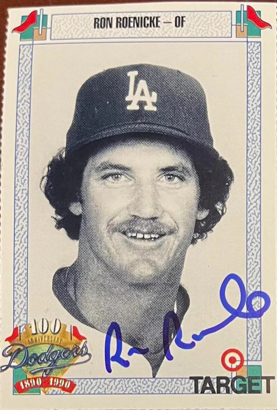 Ron Roenicke Signed 1990 Target Baseball Card - Los Angeles Dodgers