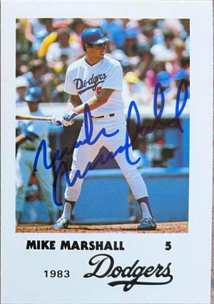 マイク・マーシャルが署名した 1983 年の LA 警察野球カード - ロサンゼルス・ドジャース