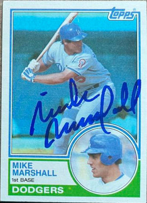 Mike Marshall Signed 1983 Topps Baseball Card - Los Angeles Dodgers