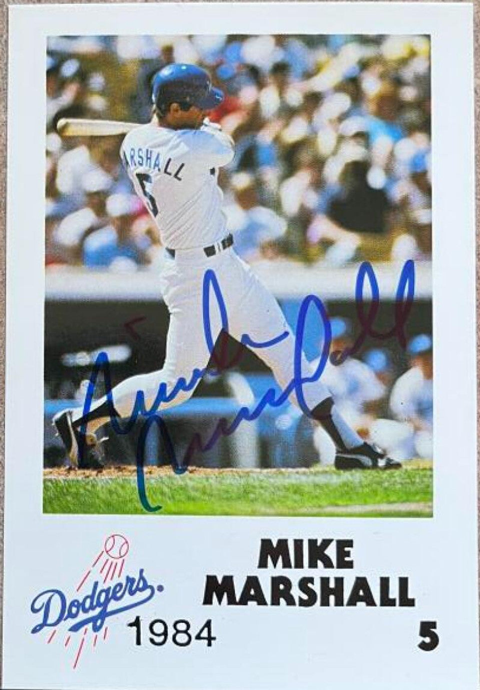 Mike Marshall Signed 1984 LA Police Baseball Card - Los Angeles Dodgers