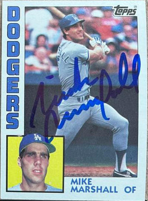 Mike Marshall Signed 1984 Topps Baseball Card - Los Angeles Dodgers