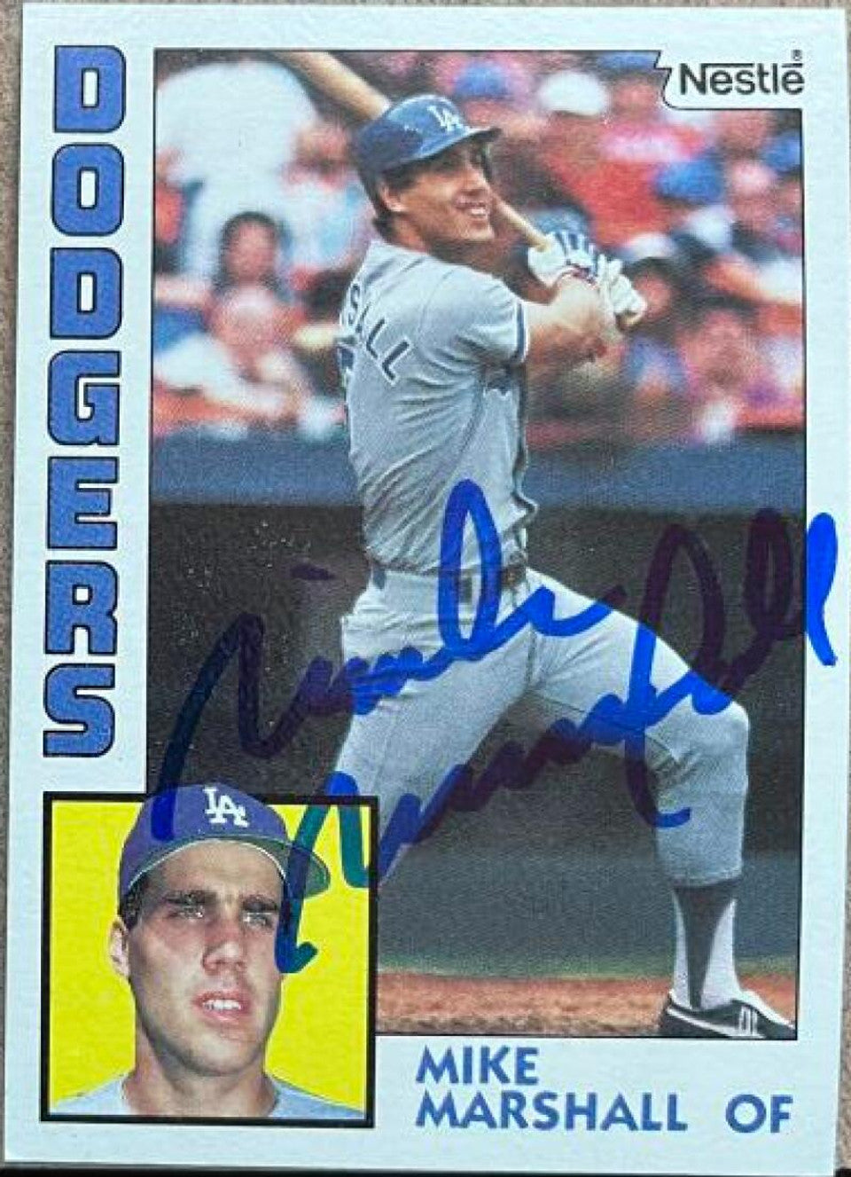 Mike Marshall Signed 1984 Nestle Baseball Card - Los Angeles Dodgers