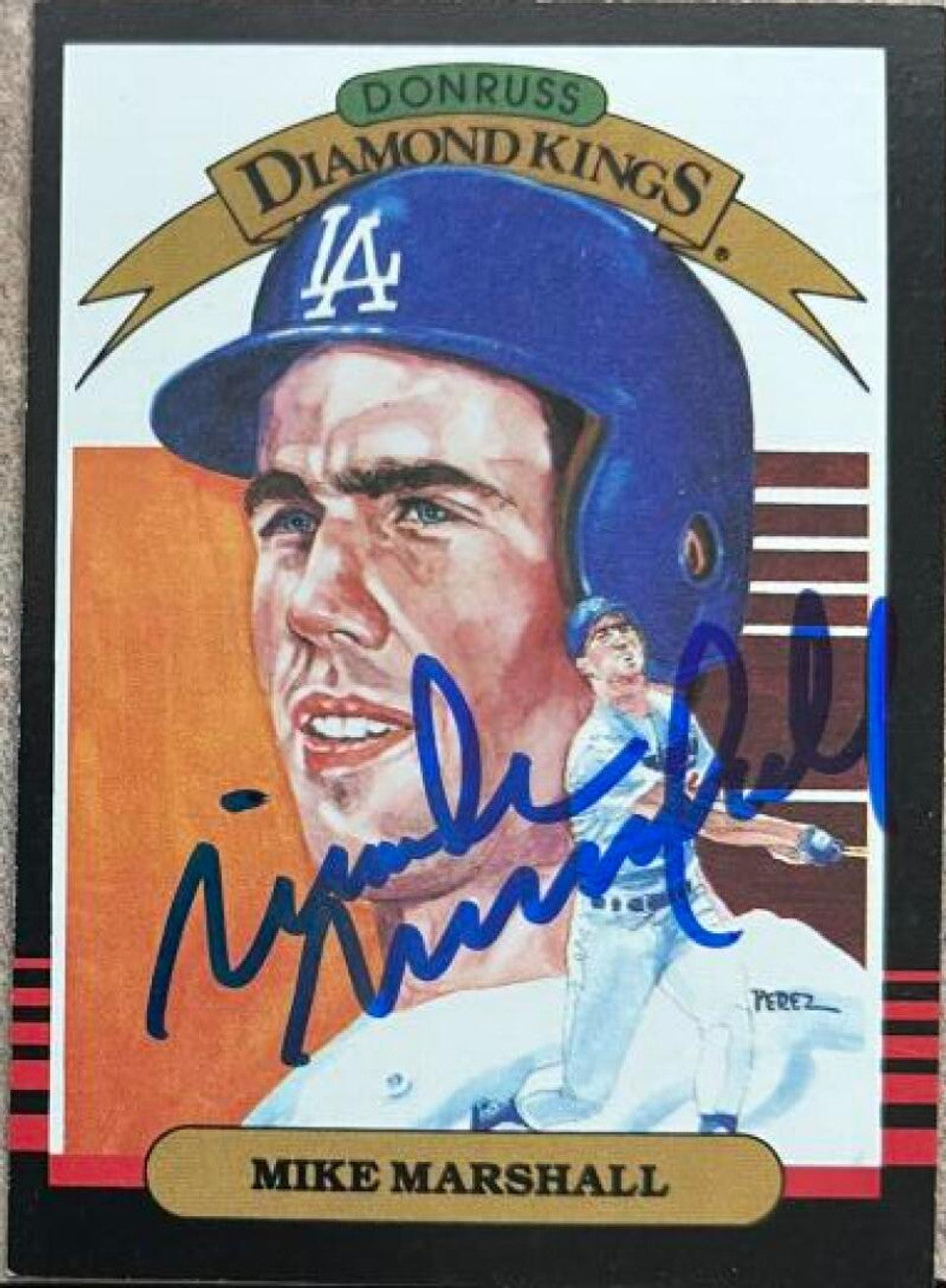 Mike Marshall Signed 1985 Donruss Diamond Kings Baseball Card - Los Angeles Dodgers