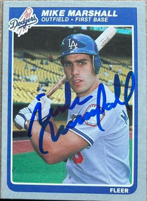 Mike Marshall Signed 1985 Fleer Baseball Card - Los Angeles Dodgers