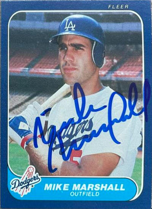 Mike Marshall Signed 1986 Fleer Baseball Card - Los Angeles Dodgers