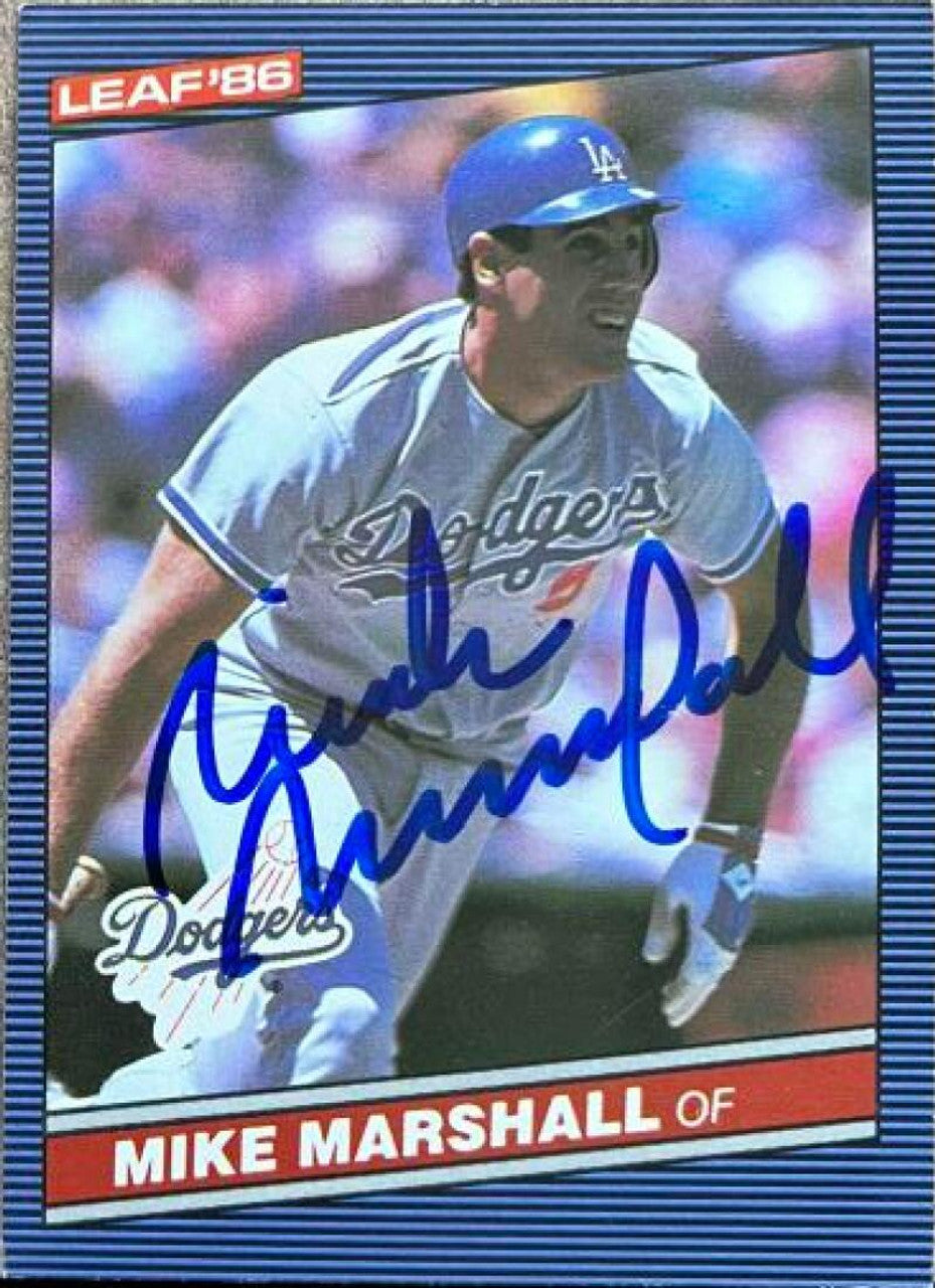 Mike Marshall Signed 1986 Leaf Baseball Card - Los Angeles Dodgers