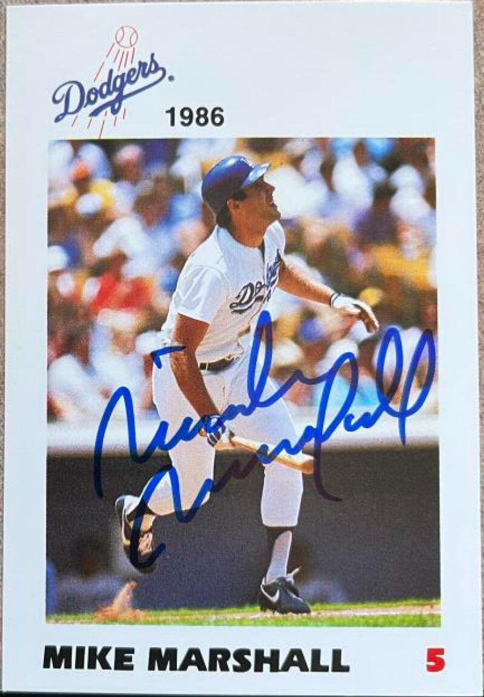 Mike Marshall Signed 1986 LA Police Baseball Card - Los Angeles Dodgers