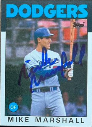 Mike Marshall Signed 1986 Topps Baseball Card - Los Angeles Dodgers