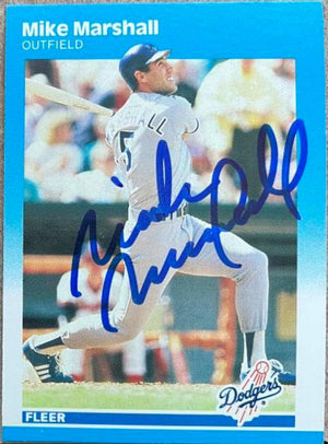 Mike Marshall Signed 1987 Fleer Baseball Card - Los Angeles Dodgers