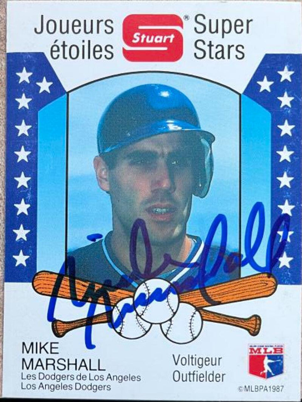 Mike Marshall Signed 1987 Stuart Bakery Super Stars Baseball Card - Los Angeles Dodgers