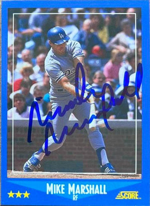 Mike Marshall Signed 1988 Score Baseball Card - Los Angeles Dodgers