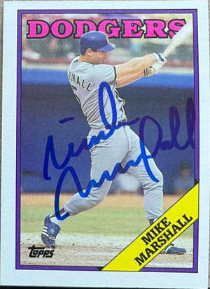 Mike Marshall Signed 1988 Topps Baseball Card - Los Angeles Dodgers