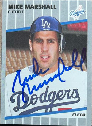 Mike Marshall Signed 1989 Fleer Baseball Card - Los Angeles Dodgers