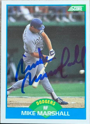 Mike Marshall Signed 1989 Score Baseball Card - Los Angeles Dodgers