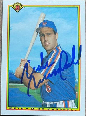 Mike Marshall Signed 1990 Bowman Baseball Card - New York Mets