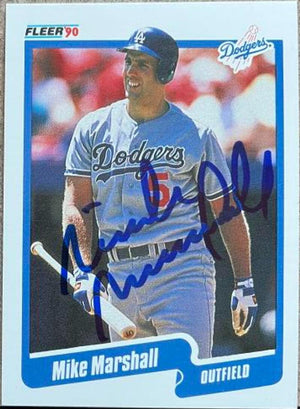 Mike Marshall Signed 1990 Fleer Baseball Card - Los Angeles Dodgers