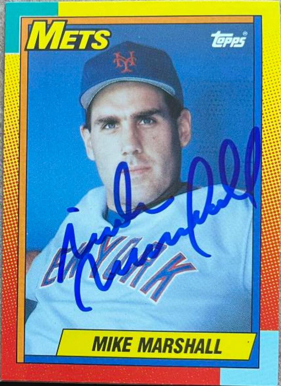 Mike Marshall Signed 1990 Topps Traded Baseball Card - New York Mets