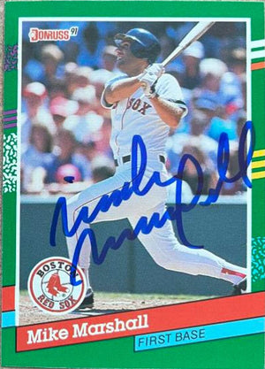 マイク・マーシャルが署名した 1991 年ドンラス ベースボールカード - ボストン・レッドソックス