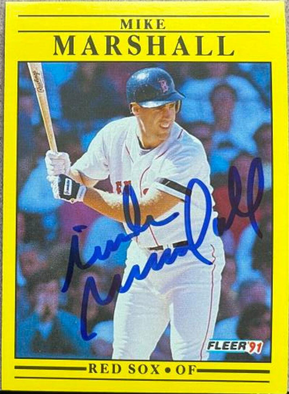 マイク・マーシャルが署名した 1991 年のフリーア ベースボール カード - ボストン レッドソックス