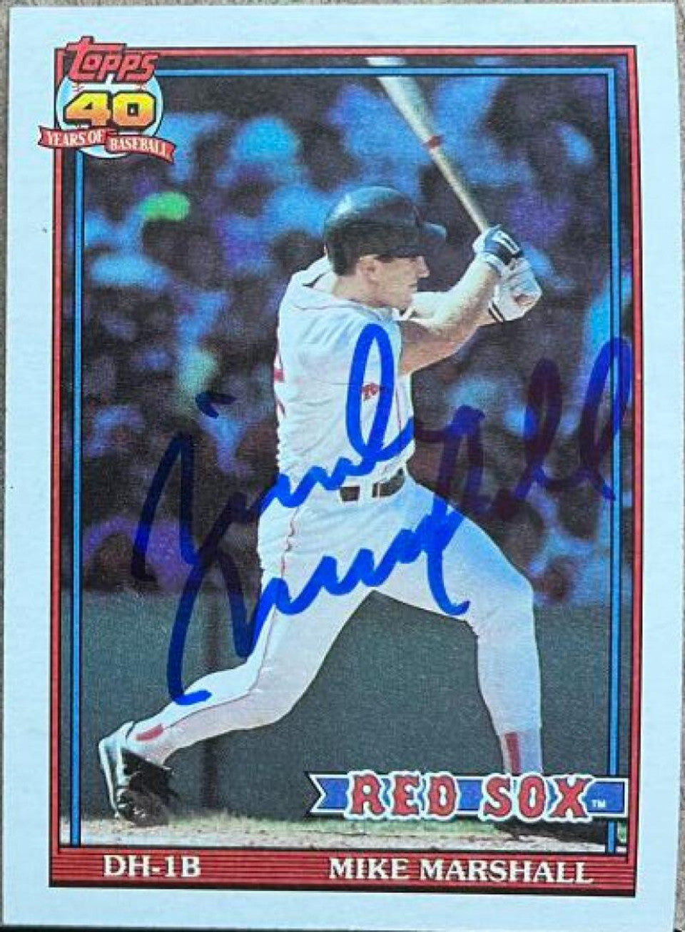 Mike Marshall Signed 1991 Topps Baseball Card - Boston Red Sox