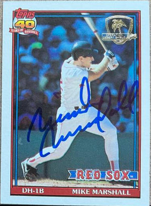 Mike Marshall Signed 1991 Topps Desert Shield Baseball Card - Boston Red Sox