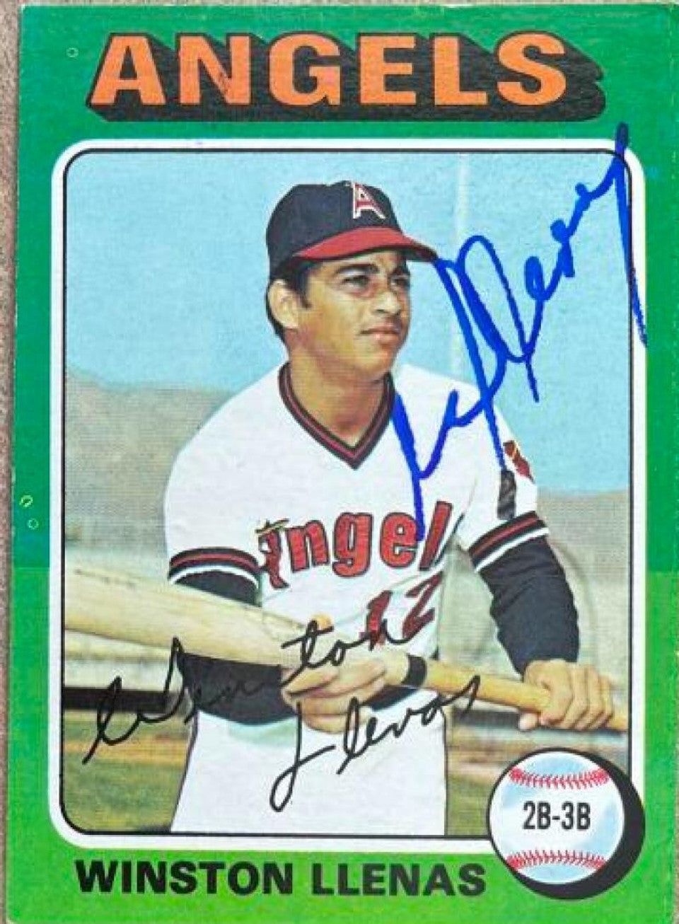 Winston Llenas Signed 1975 Topps Baseball Card - California Angels