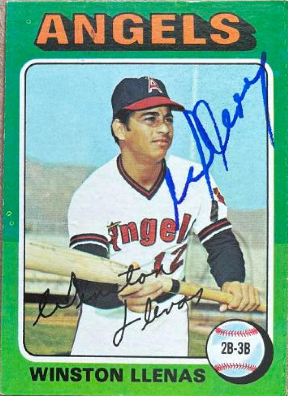Winston Llenas Signed 1975 Topps Mini Baseball Card - California Angels