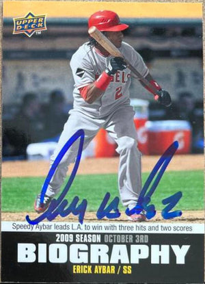 Erick Aybar Signed 2010 Upper Deck Season Biography Baseball Card - Anaheim Angels