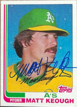 Matt Keough Signed 1982 Topps Baseball Card - Oakland A's