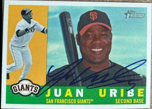 Juan Uribe Signed 2009 Topps Heritage Baseball Card - San Francisco Giants