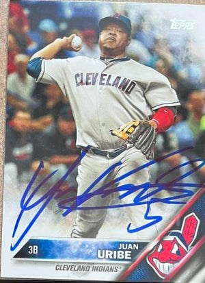 Juan Uribe Signed 2016 Topps Update Baseball Card - Cleveland Indians