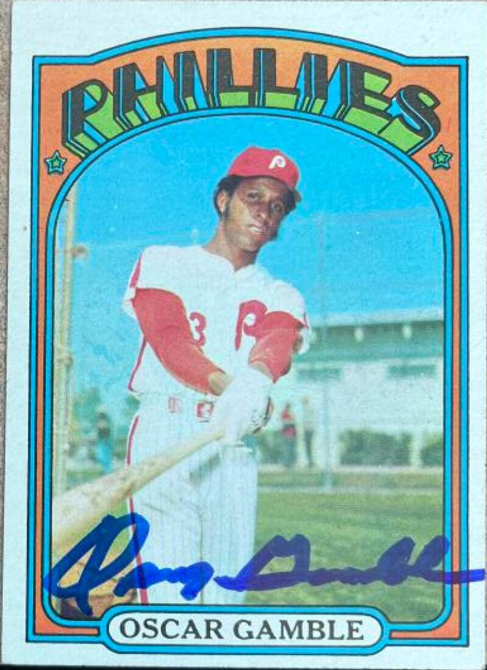 Oscar Gamble Signed 1972 Topps Baseball Card - Philadelphia Phillies