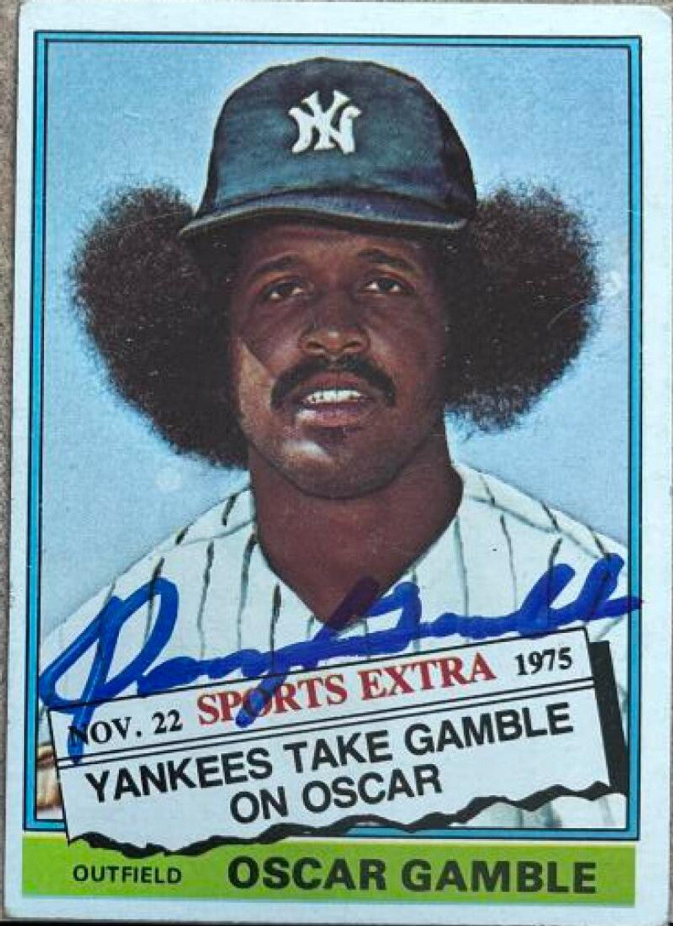 Oscar Gamble Signed 1976 Topps Traded Baseball Card - New York Yankees