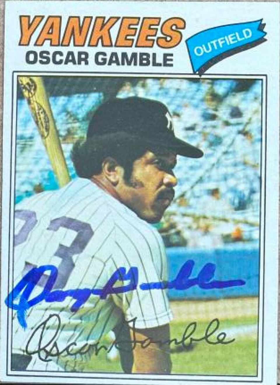 Oscar Gamble Signed 1977 Topps Baseball Card - New York Yankees