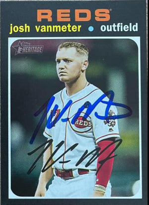 Josh VanMeter Signed 2020 Topps Heritage Baseball Card - Cincinnati Reds